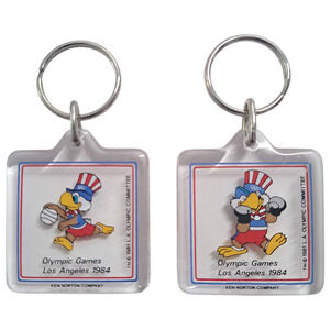 Los Angeles Olympics 1984 Olympiad Keychain Sam The Eagle Vintage LOT of (2)